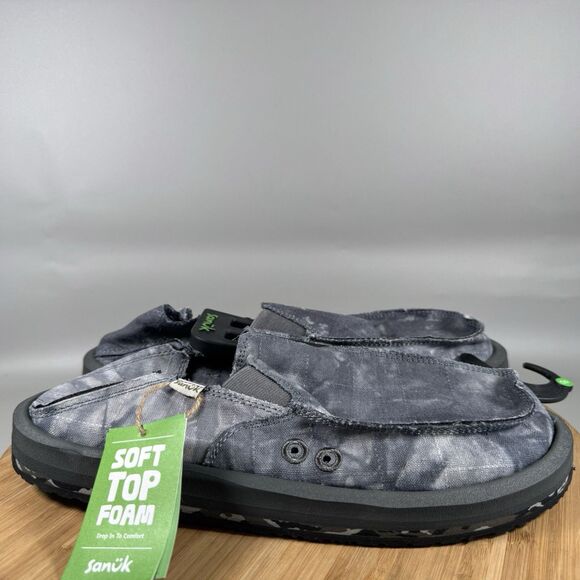 Sanuk Men's 8 Gray Vagabond St Tie Dye Sidewalk Surfer Slip on Shoes NWT - Picture 1 of 6
